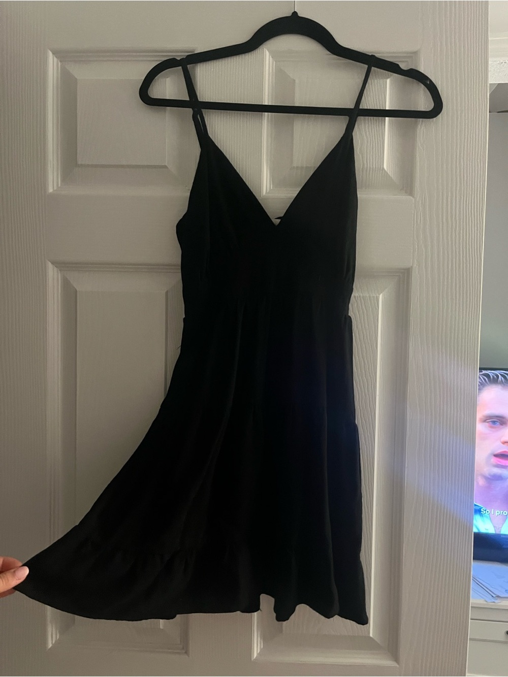 Monteau Black V-Neck Spaghetti Strap Mini Dress